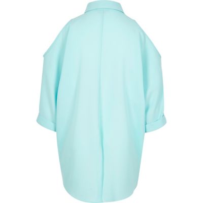 Girls mint green cold shoulder shirt